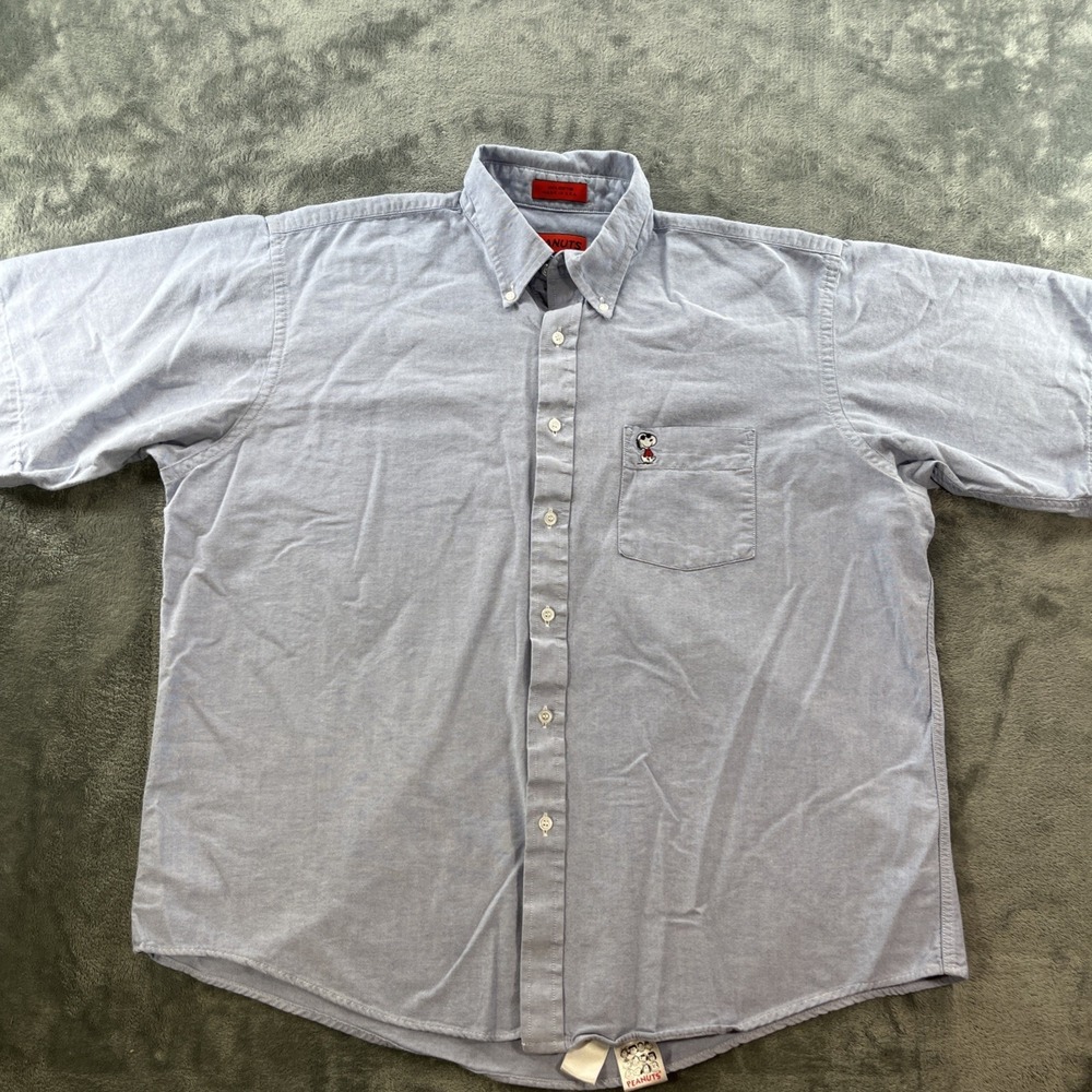 Vintage Peanuts Snoopy Joe Cool Blue Oxford Shirt Made in the USA Size 17 32/33